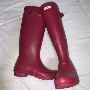 Hayes Burgundy Women’s Original Tall Hunter Rain Boots, Size 9